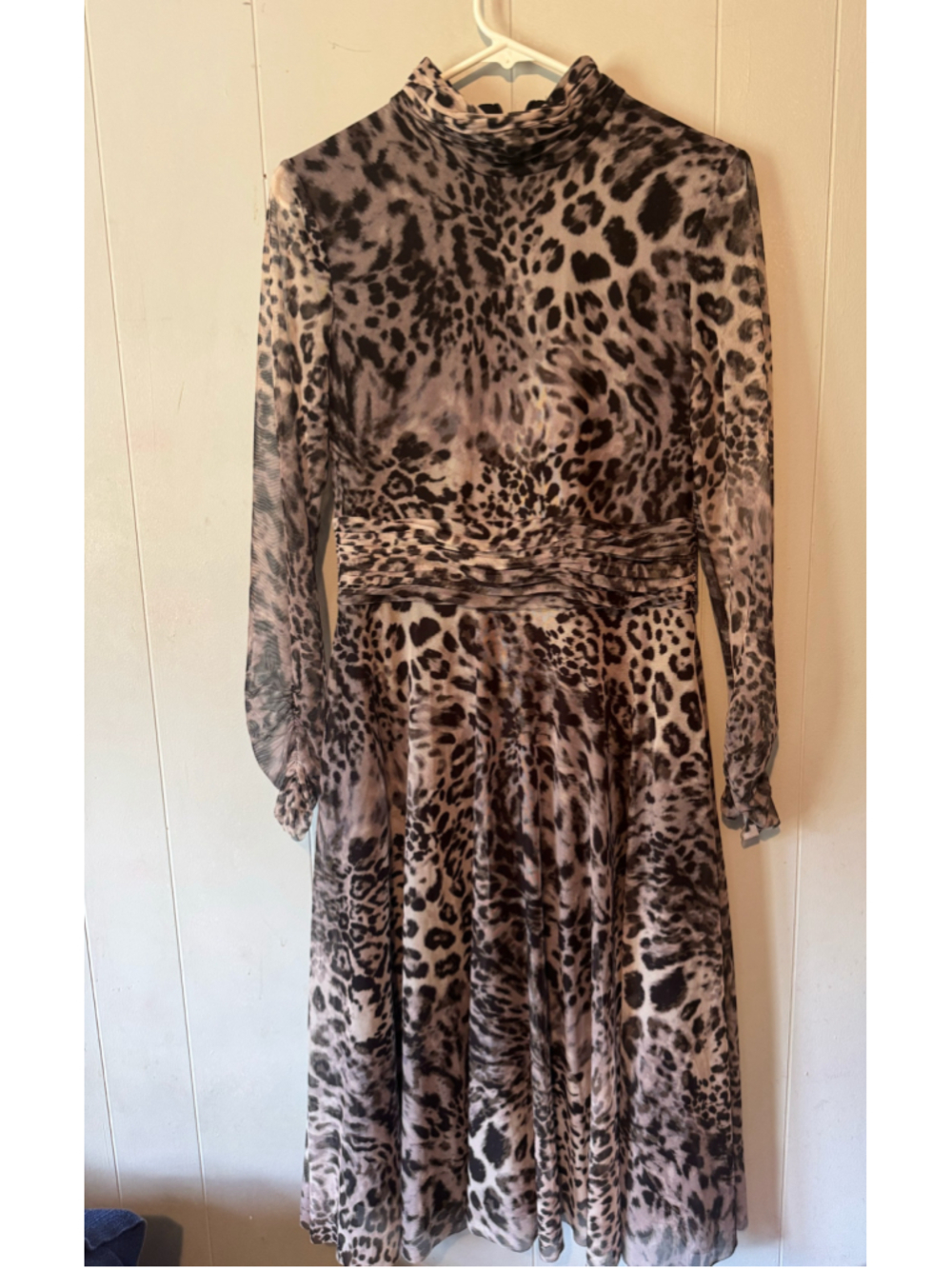 Women's Eliza J Midi Dress Size 10 Grey Black Animal Print